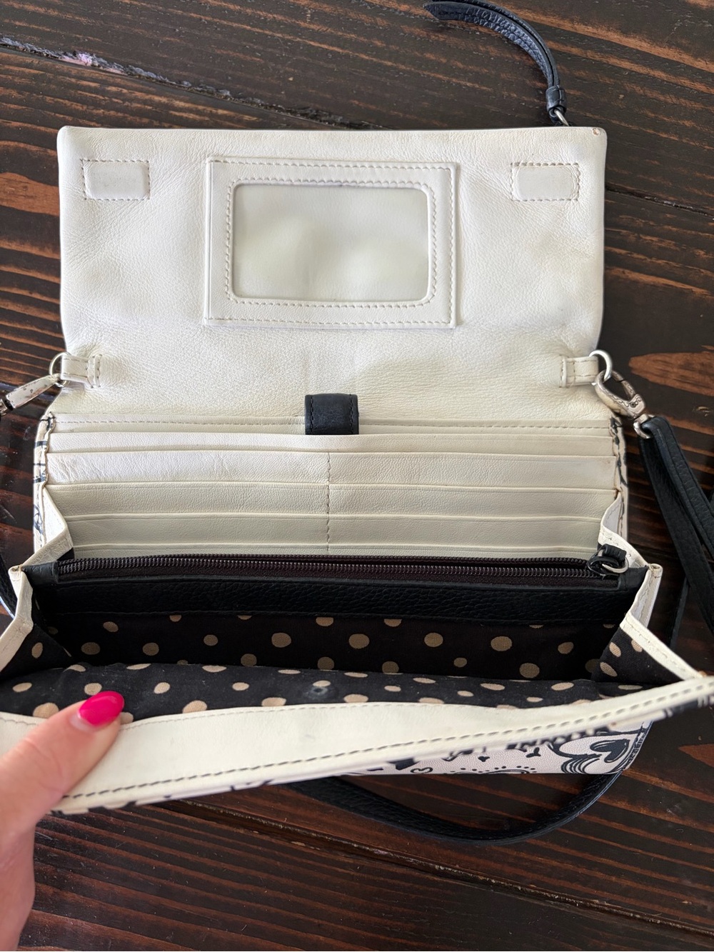 Brighton White and Black Heart Doodle Crossbody Bag - Picture 2 of 4